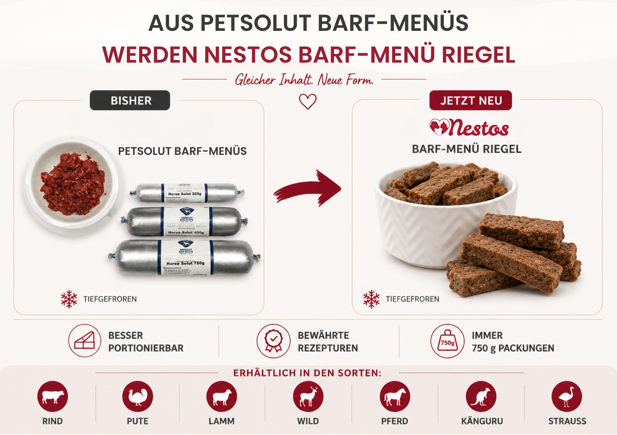 aus PetSolut wird Nestos BARF Menü Riegel