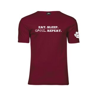 tierLADEN T-Shirt fr Herren EAT. SLEEP. GASSI. REPEAT 2XL / wine red